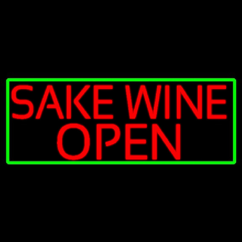 Red Sake Wine Open With Green Border Leuchtreklame