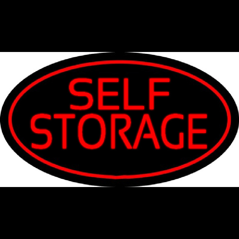 Red Self Storage Oval Leuchtreklame