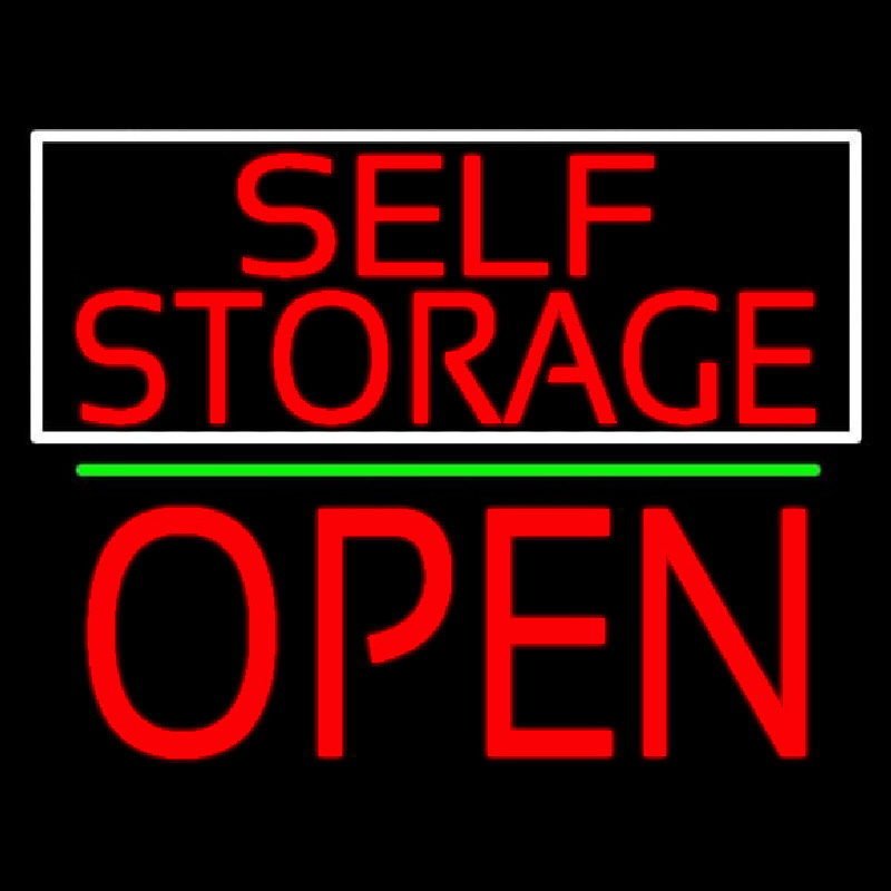 Red Self Storage White Border Open 1 Leuchtreklame