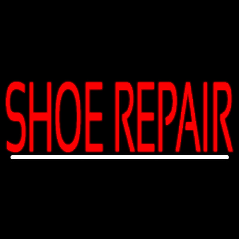 Red Shoe Repair With Line Leuchtreklame