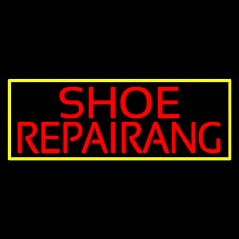 Red Shoe Repairing With Border Leuchtreklame
