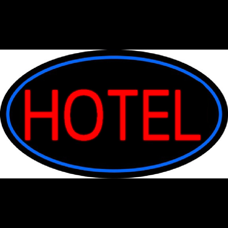 Red Simple Hotel With Blue Border Leuchtreklame