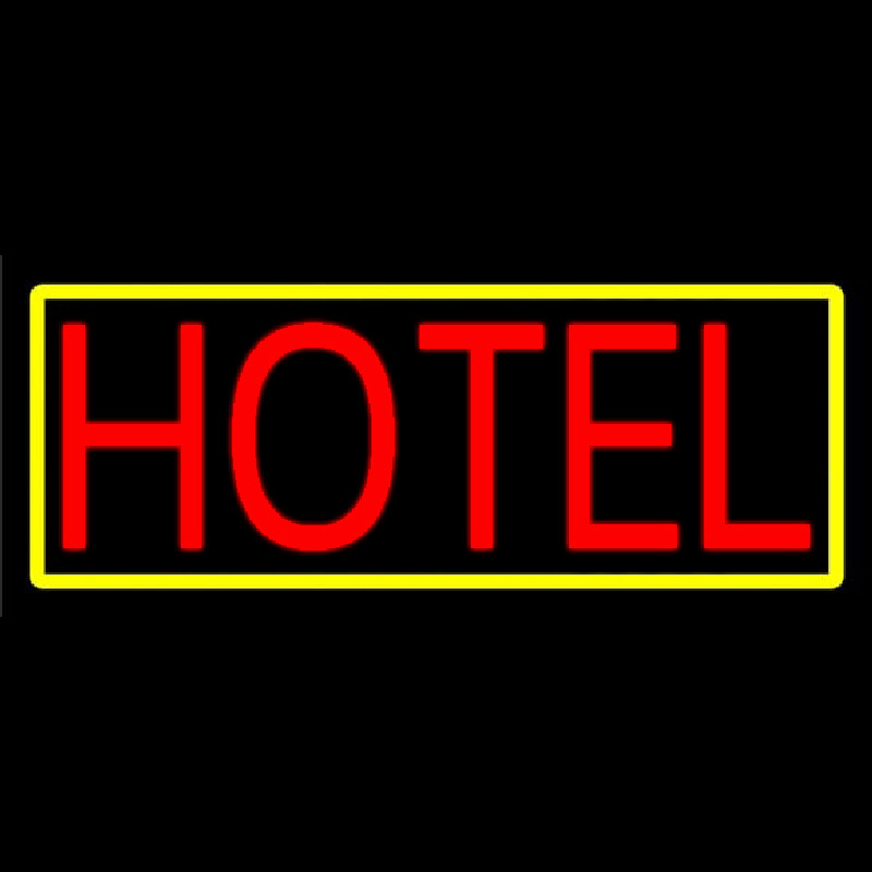 Red Simple Hotel With Yellow Leuchtreklame