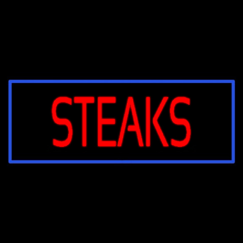 Red Steaks With Blue Border Leuchtreklame