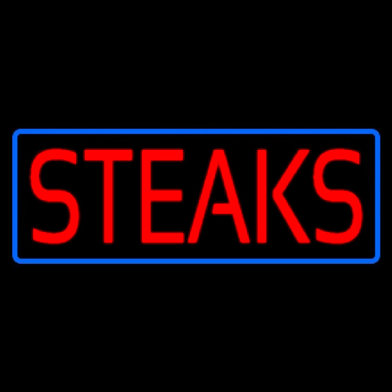 Red Steaks With Blue Border Leuchtreklame