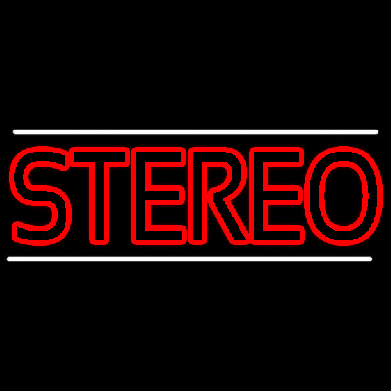 Red Stereo Block White Line Leuchtreklame