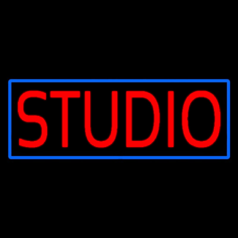 Red Studio Blue Border Leuchtreklame