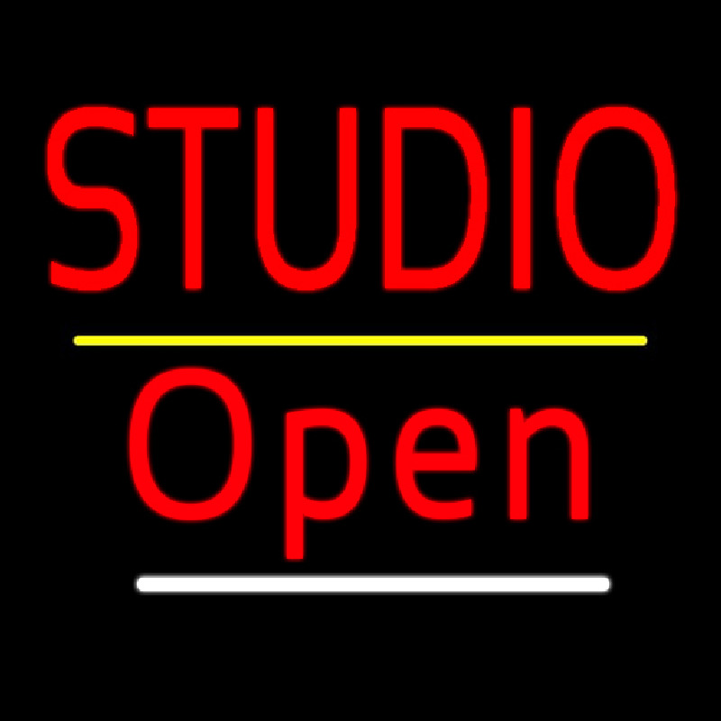 Red Studio Open Yellow Line Leuchtreklame
