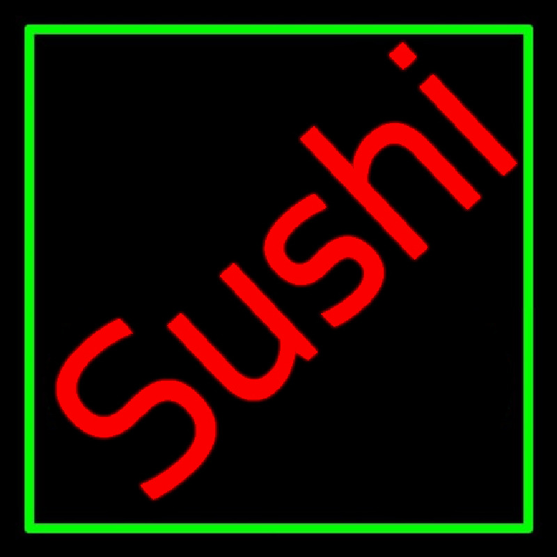 Red Sushi Green Border Leuchtreklame