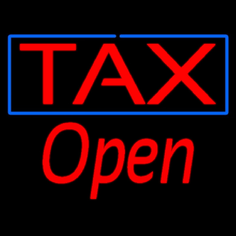 Red Ta  Blue Border Open Leuchtreklame