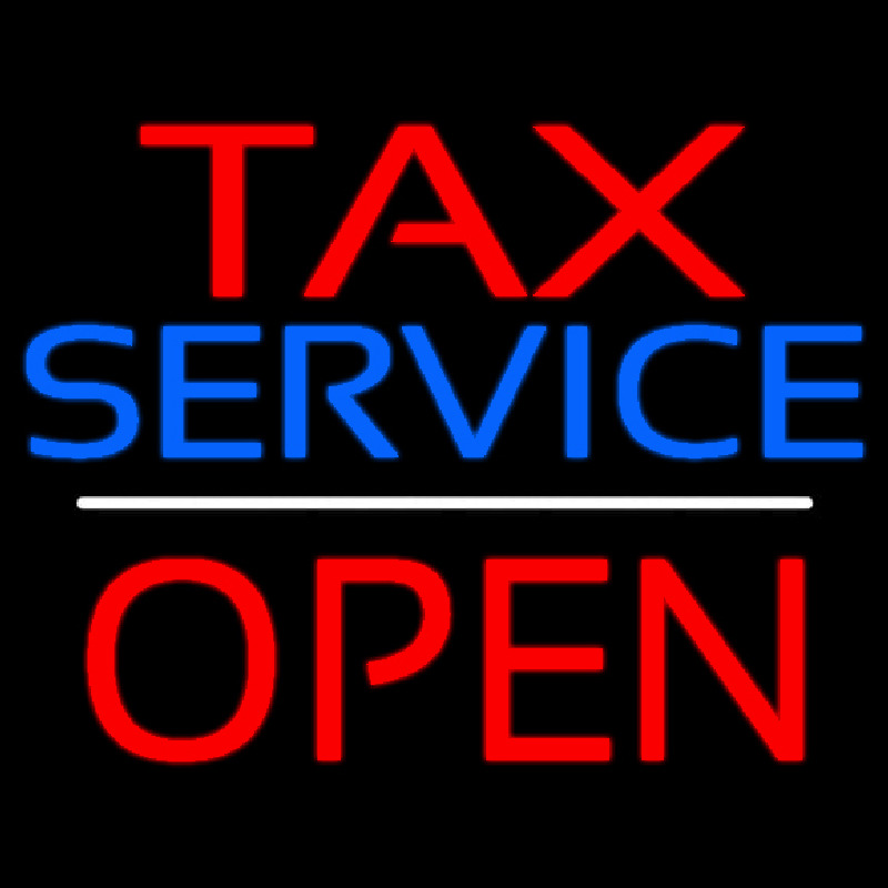 Red Ta  Service White Line Block Open Leuchtreklame