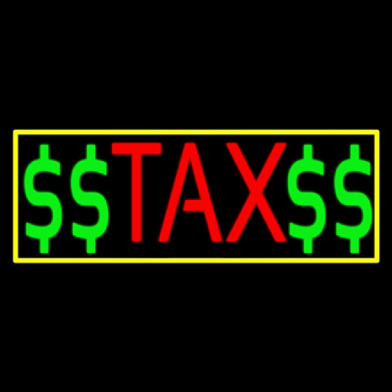 Red Ta  With Dollar Logo With Yellow Border Leuchtreklame