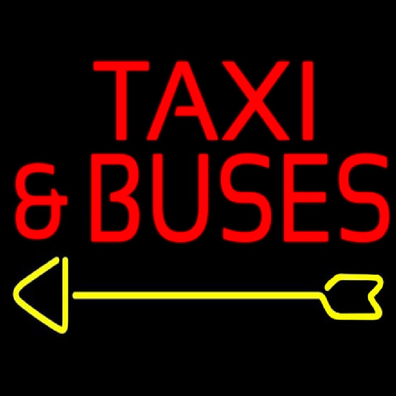 Red Ta i And Buses With Arrow Leuchtreklame