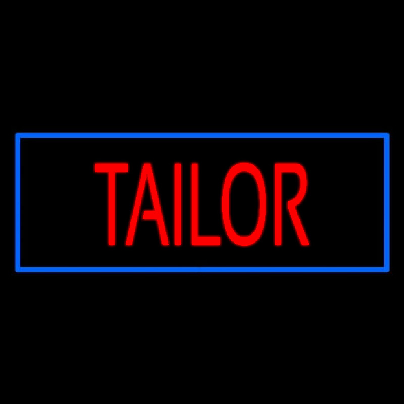 Red Tailor With Blue Border Leuchtreklame
