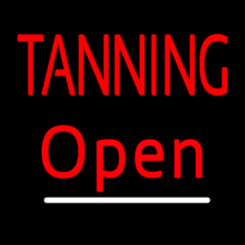 Red Tanning Open White Line Leuchtreklame