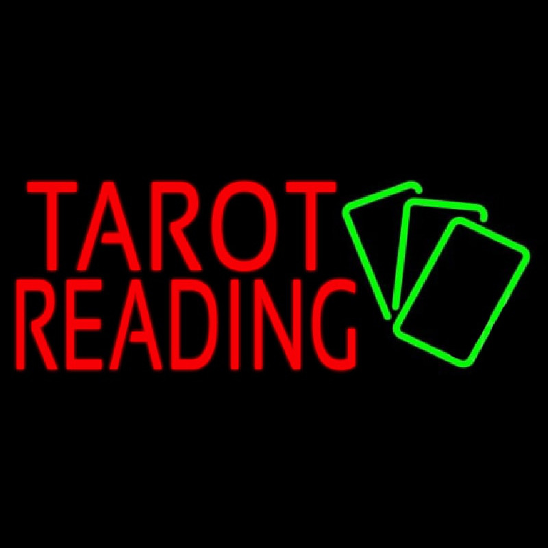 Red Tarot Reading Green Cards Leuchtreklame