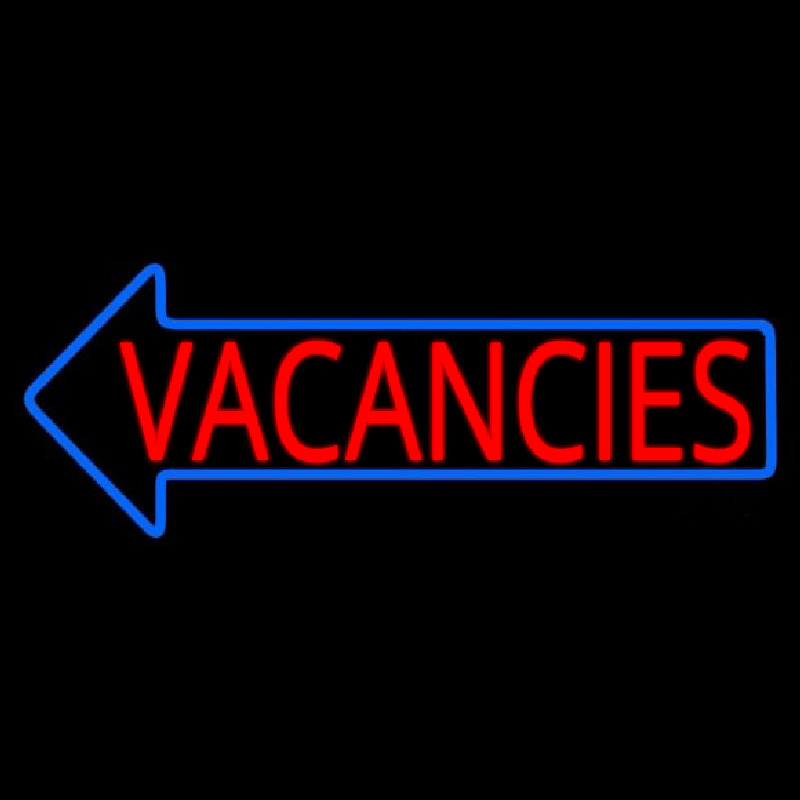 Red Vacancies With Blue Arrow Leuchtreklame