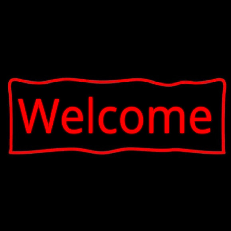 Red Welcome With Outline Leuchtreklame