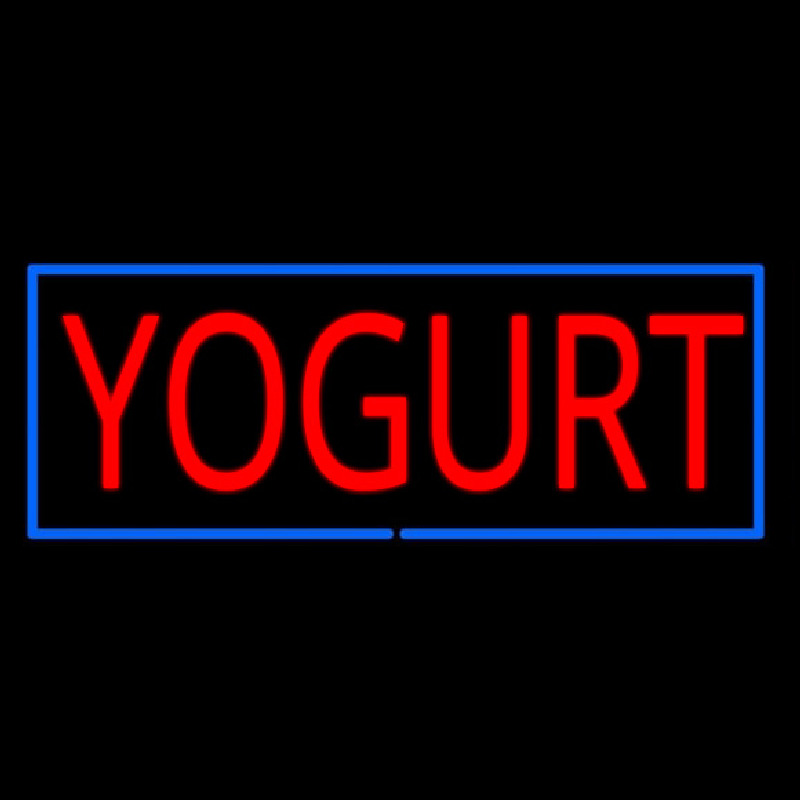 Red Yogurt With Blue Border Leuchtreklame