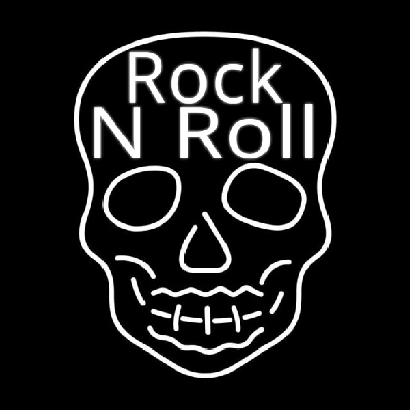 Rock N Roll White Skull 2 Leuchtreklame