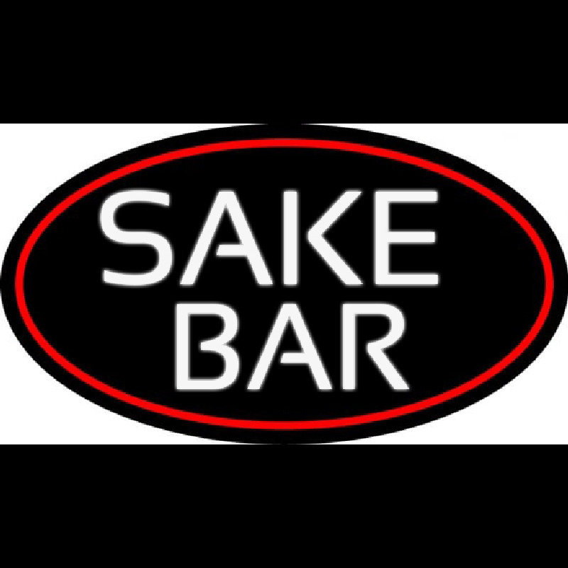 Sake Bar Oval With Red Border Leuchtreklame