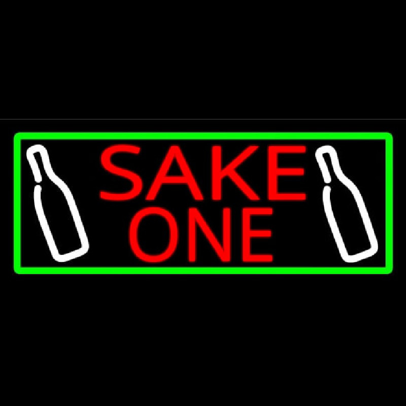 Sake One And Bottle With Green Border Leuchtreklame