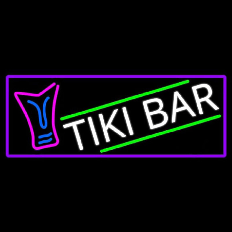 Sculpture Tiki Bar With Purple Border Leuchtreklame