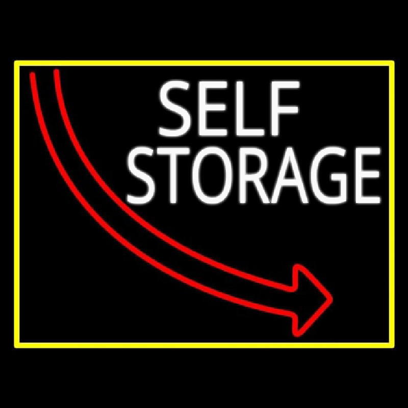 Self Storage Block With Yellow Border Leuchtreklame