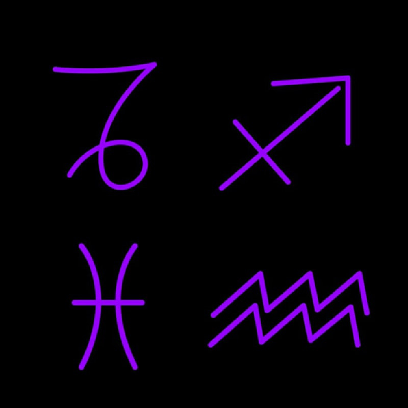 Set of Zodiac Sagittarius Capricorn Aquarius Pisces Leuchtreklame