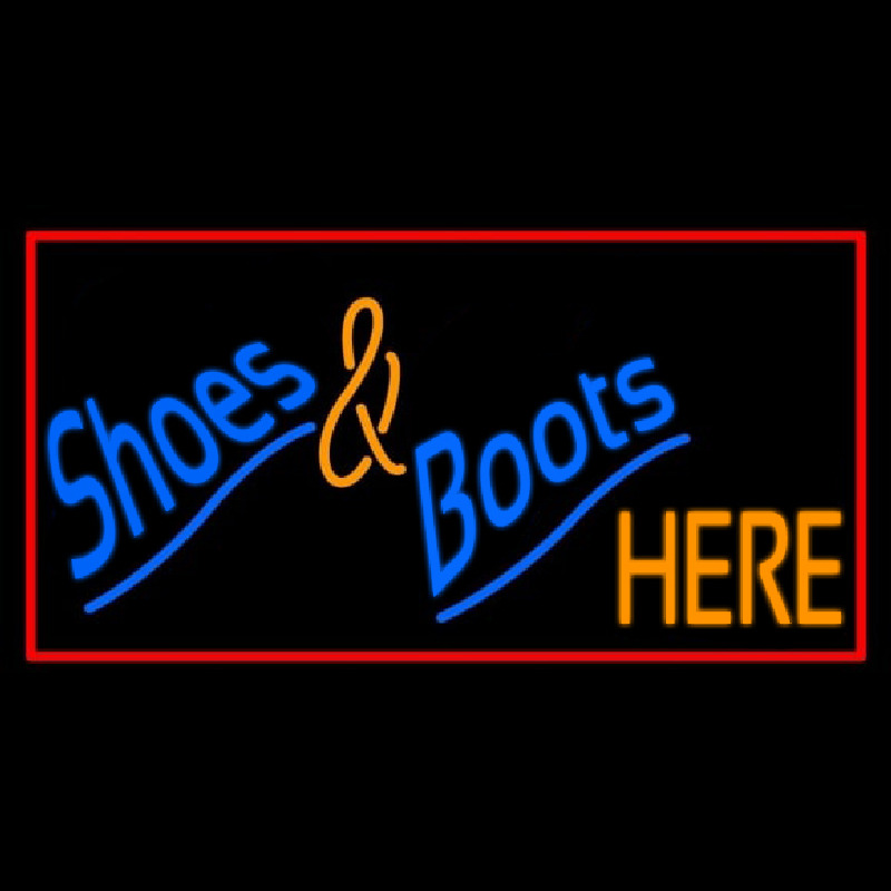 Shoes And Boots Here With Border Leuchtreklame