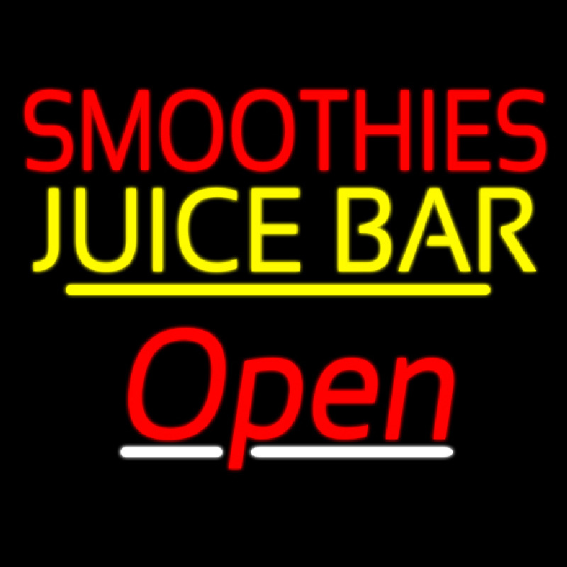Smoothies Juice Bar Open Yellow Line Leuchtreklame