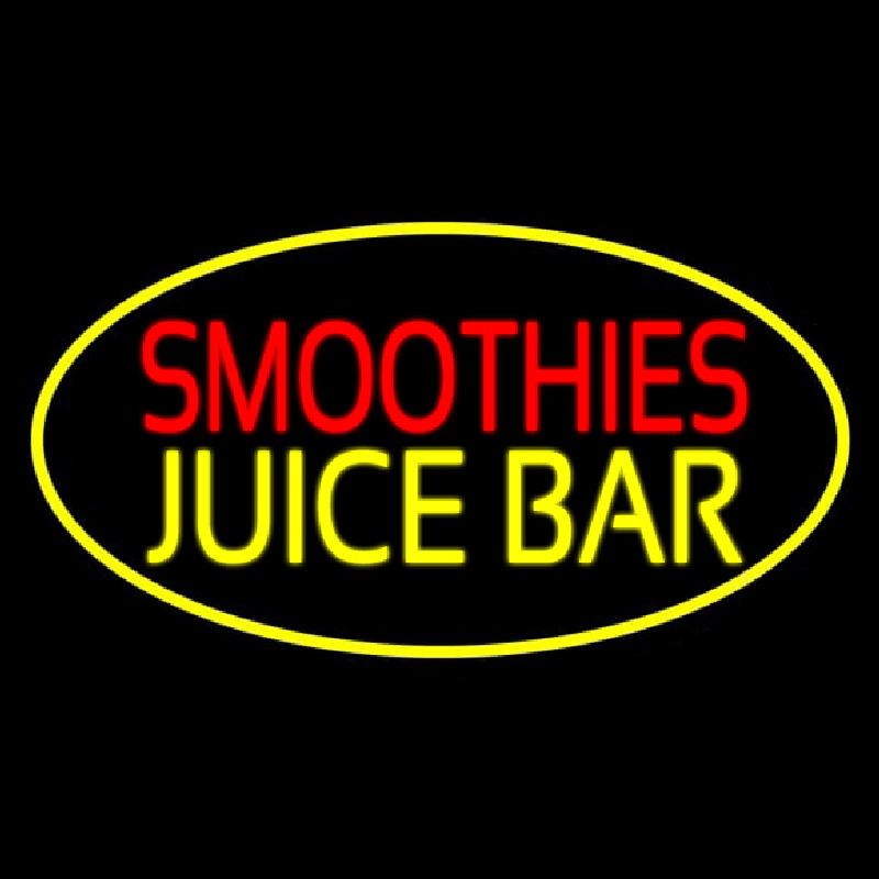 Smoothies Juice Bar Oval Yellow Leuchtreklame