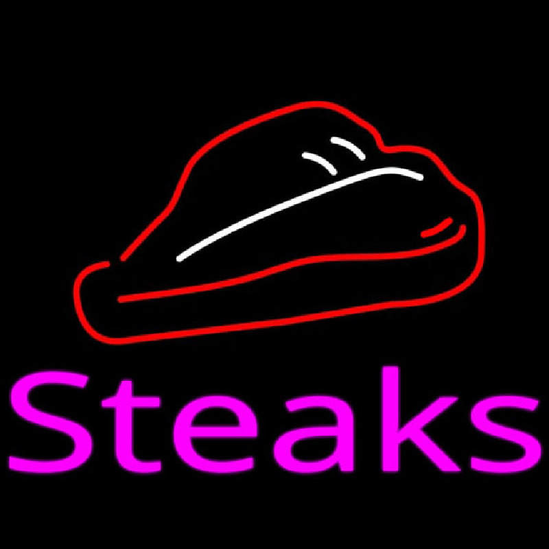 Steak Logo Pink Leuchtreklame