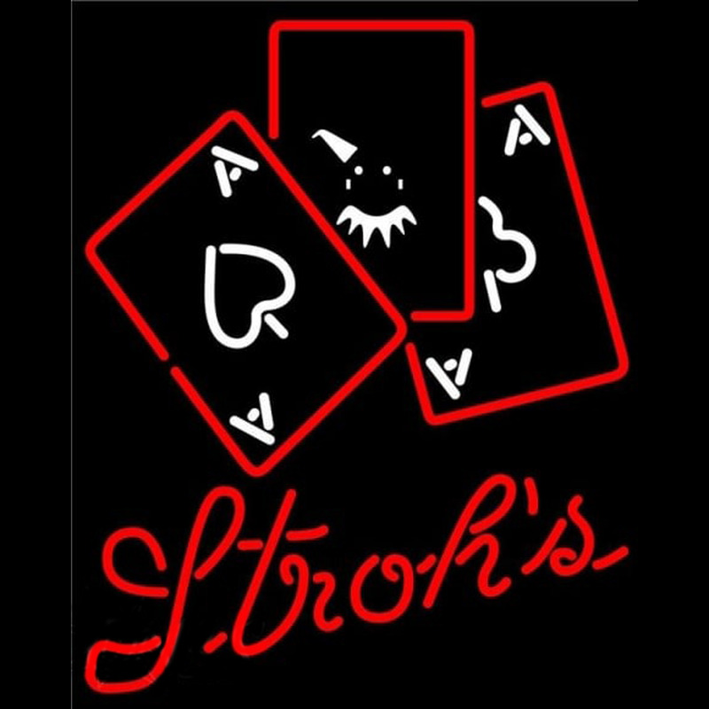 Strohs Ace And Poker Beer Sign Leuchtreklame