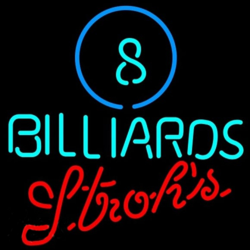 Strohs Ball Billiards Pool Beer Sign Leuchtreklame