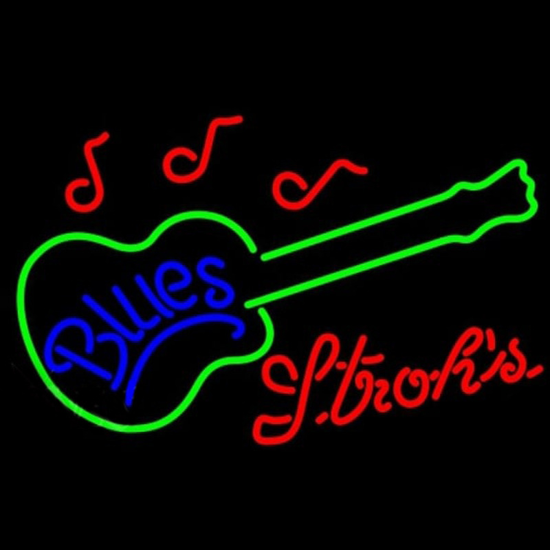 Strohs Blues Guitar Beer Sign Leuchtreklame
