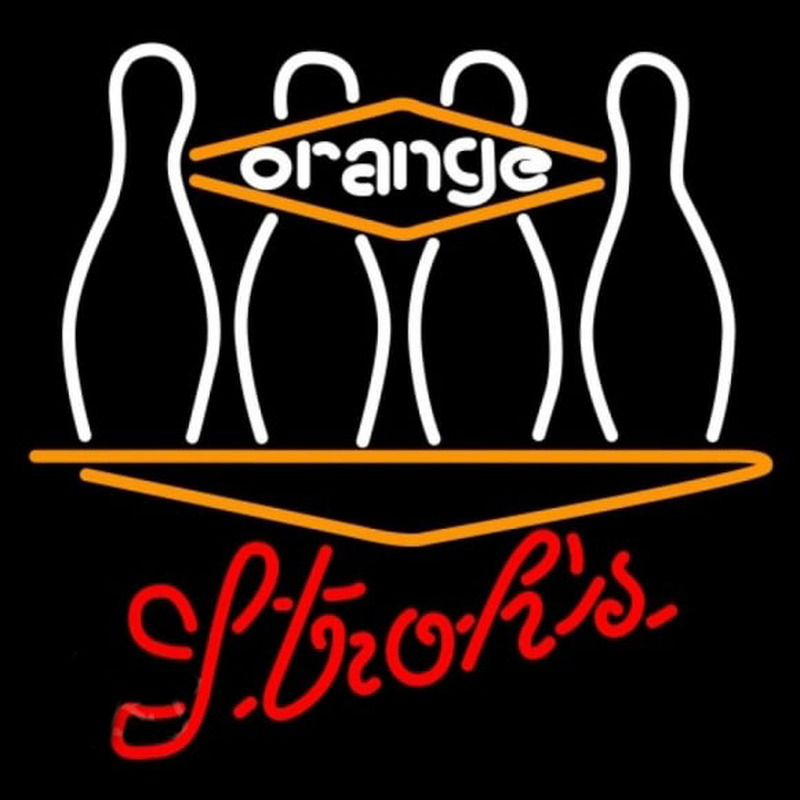 Strohs Bowling Orange Beer Sign Leuchtreklame