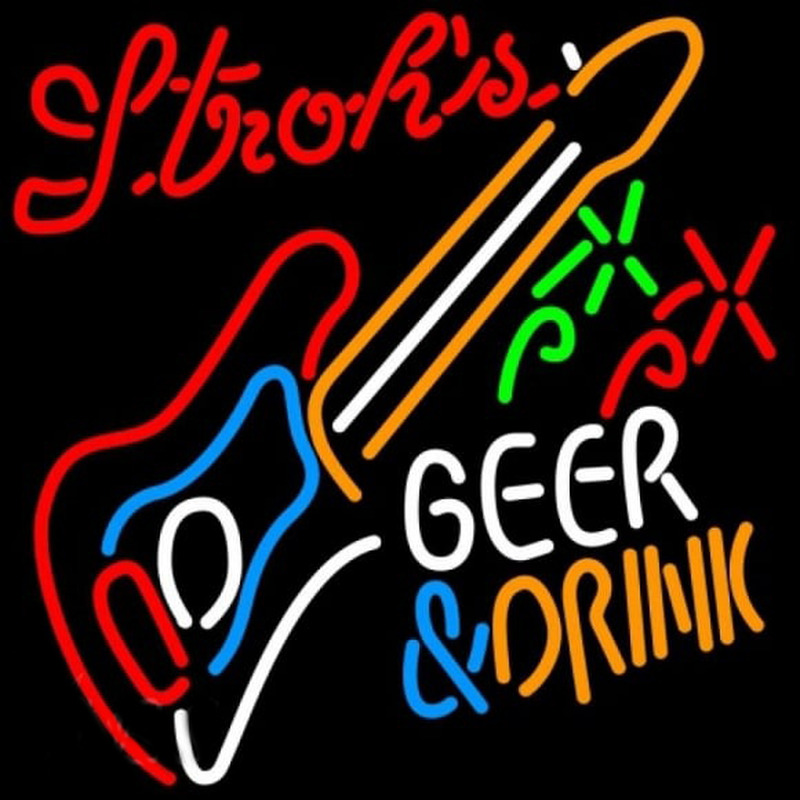 Strohs Drink Guitar Beer Sign Leuchtreklame