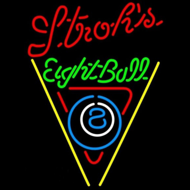 Strohs Eightball Billiards Pool Beer Sign Leuchtreklame