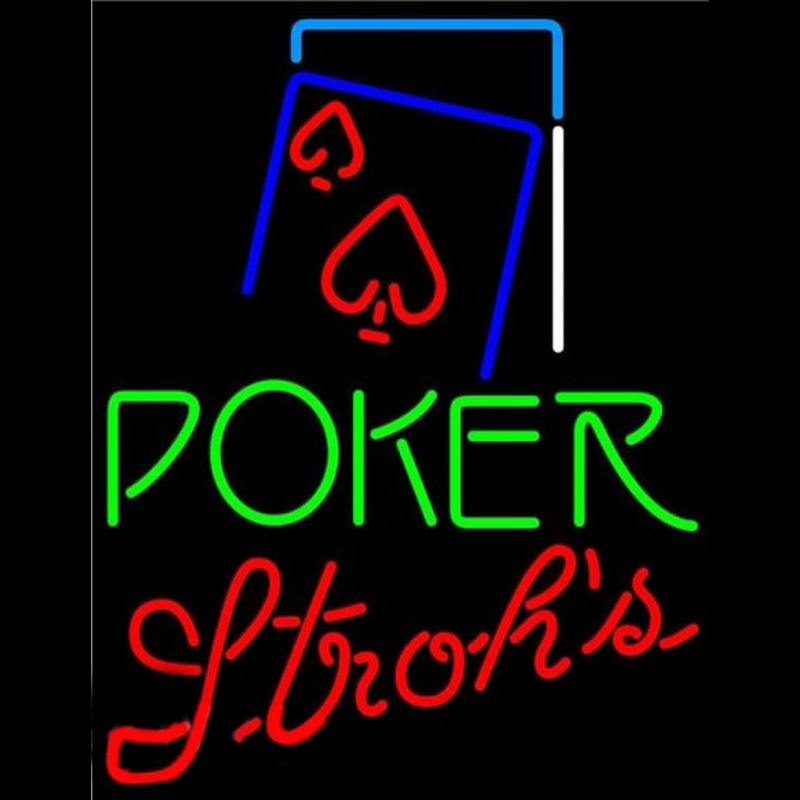 Strohs Green Poker Red Heart Beer Sign Leuchtreklame