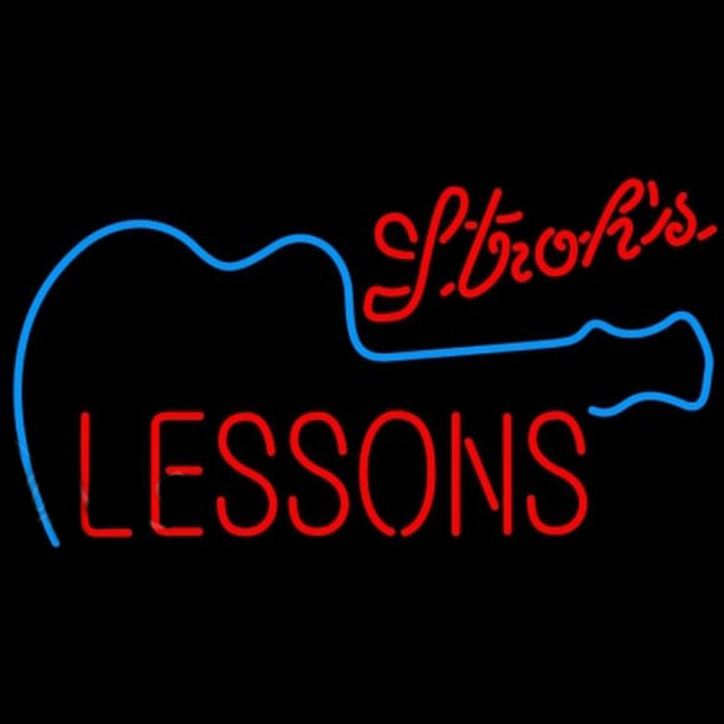Strohs Guitar Lessons Beer Sign Leuchtreklame