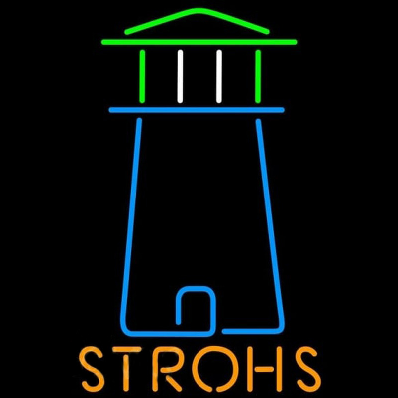 Strohs Lighthouse Art Beer Sign Leuchtreklame