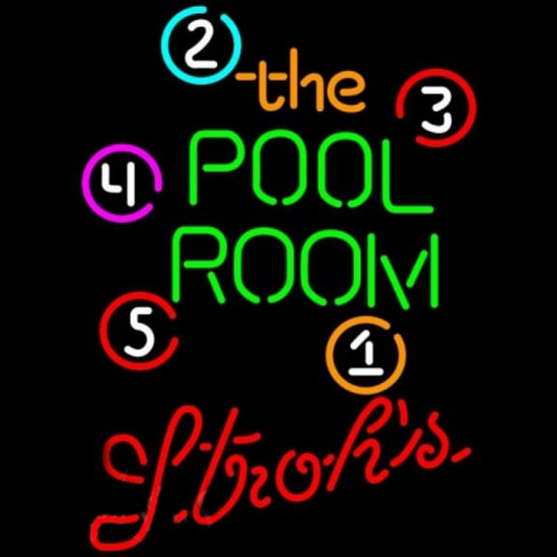 Strohs Pool Room Billiards Beer Sign Leuchtreklame