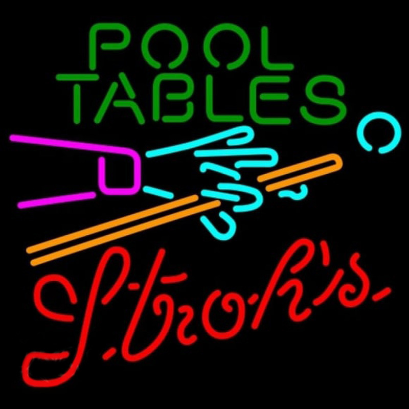 Strohs Pool Tables Billiards Beer Sign Leuchtreklame