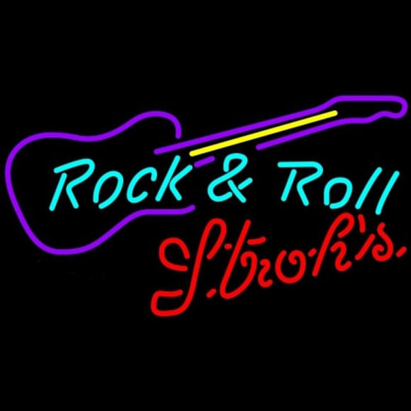 Strohs Rock N Roll Guitar Beer Sign Leuchtreklame