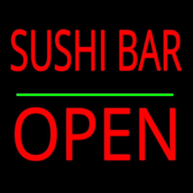 Sushi Bar Block Open Green Line Leuchtreklame