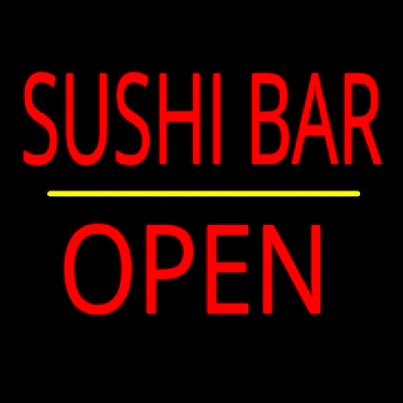 Sushi Bar Open Yellow Line Leuchtreklame