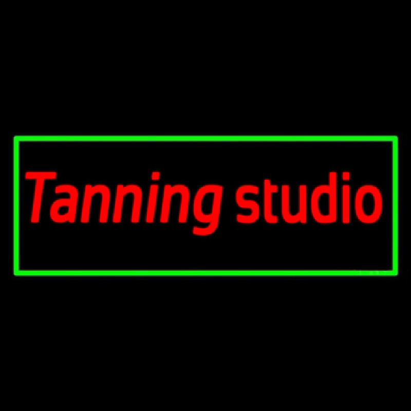 Tanning Studio With Green Border Leuchtreklame