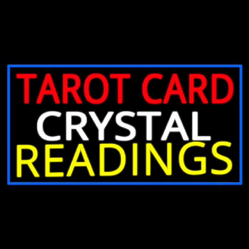 Tarot Card Crystal Readings With Blue Border Leuchtreklame