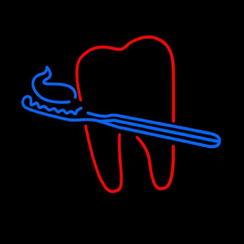 Teeth With Tooth Brush Dental Leuchtreklame